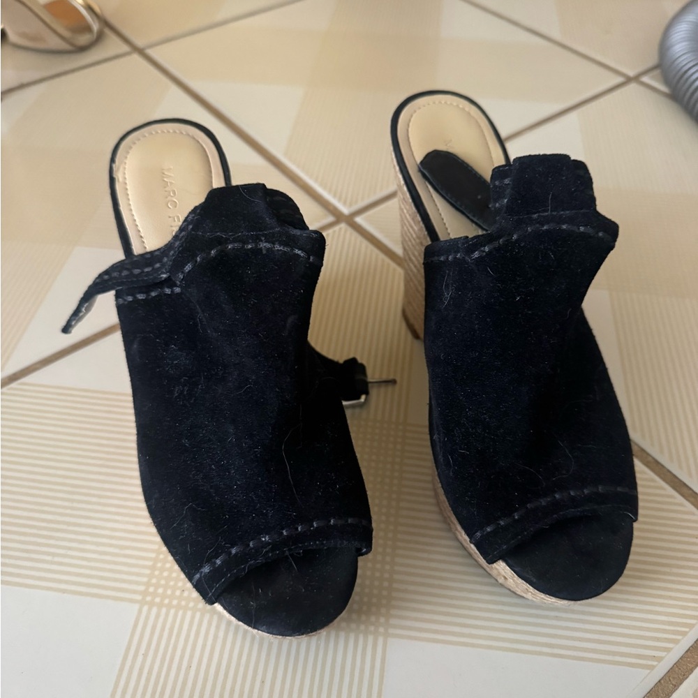 Marc Fisher Black Suede Mules